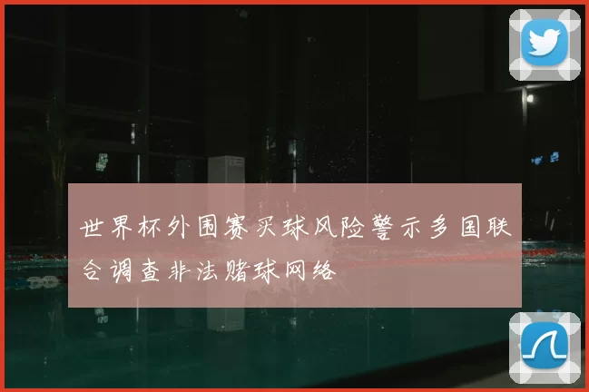 世界杯外围赛买球风险警示多国联合调查非法赌球网络